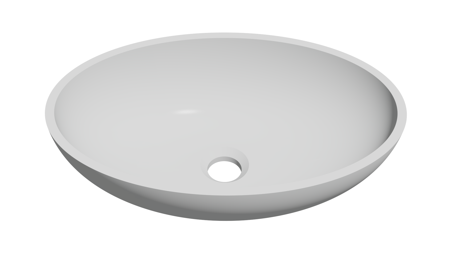 Owalna umywalka UV 450×280 mm - widok przednio-górny